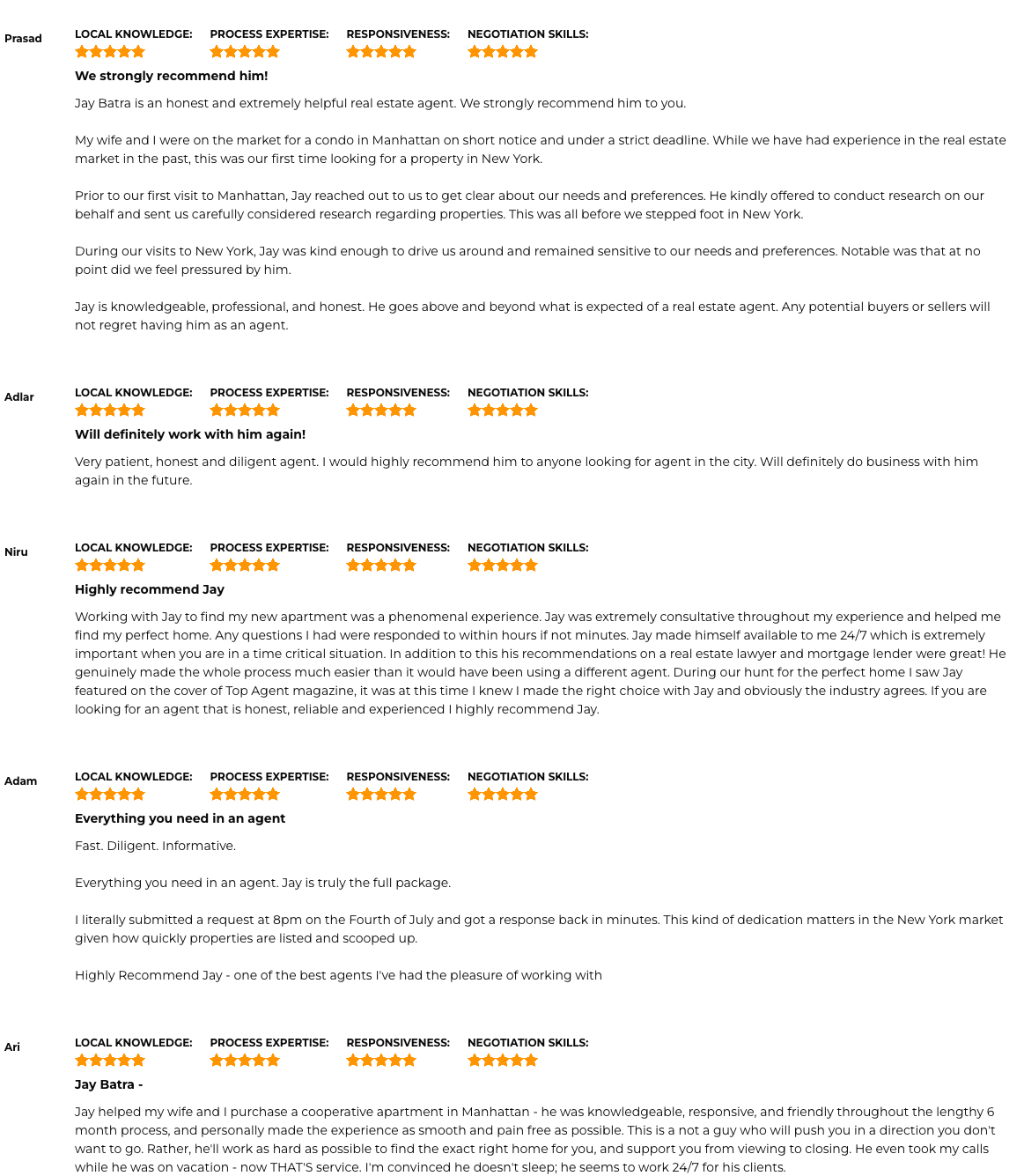 New York Jay Batra Testimonials