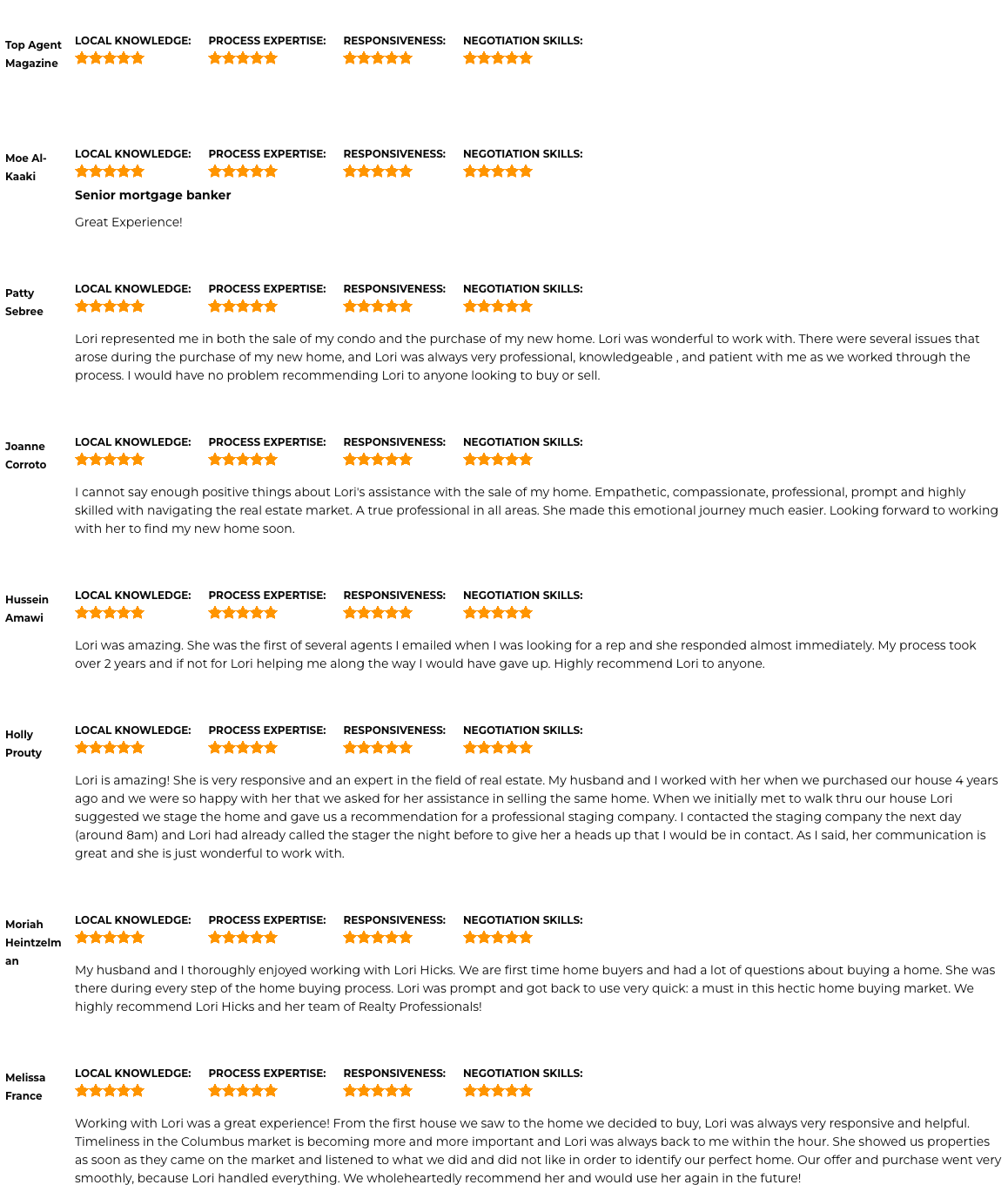 Lori Hicks Testimonials