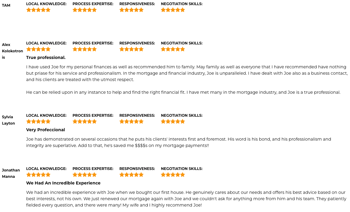 Joseph Trimboli Testimonials