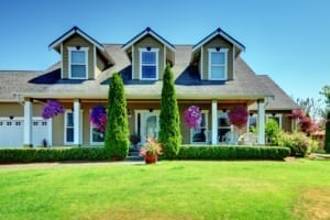 American Country Farm Luxury House With Porch.