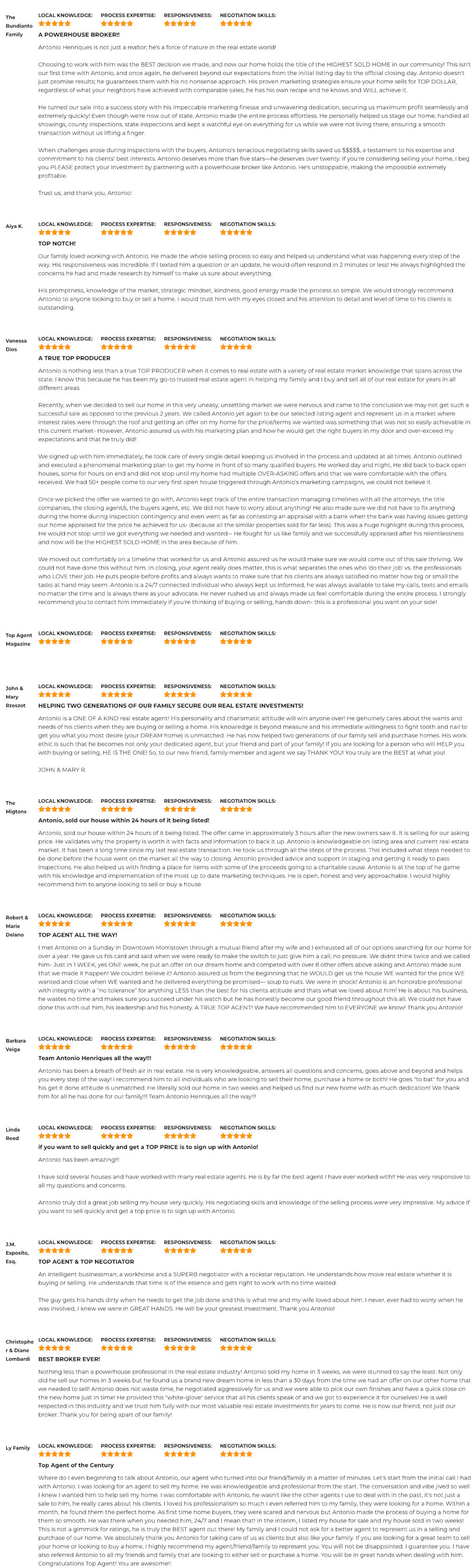New Jersey Antonio Henriques Testimonials