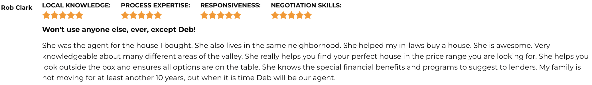 Top Real Estate Agent in Arizona Deb McLean testimonial5