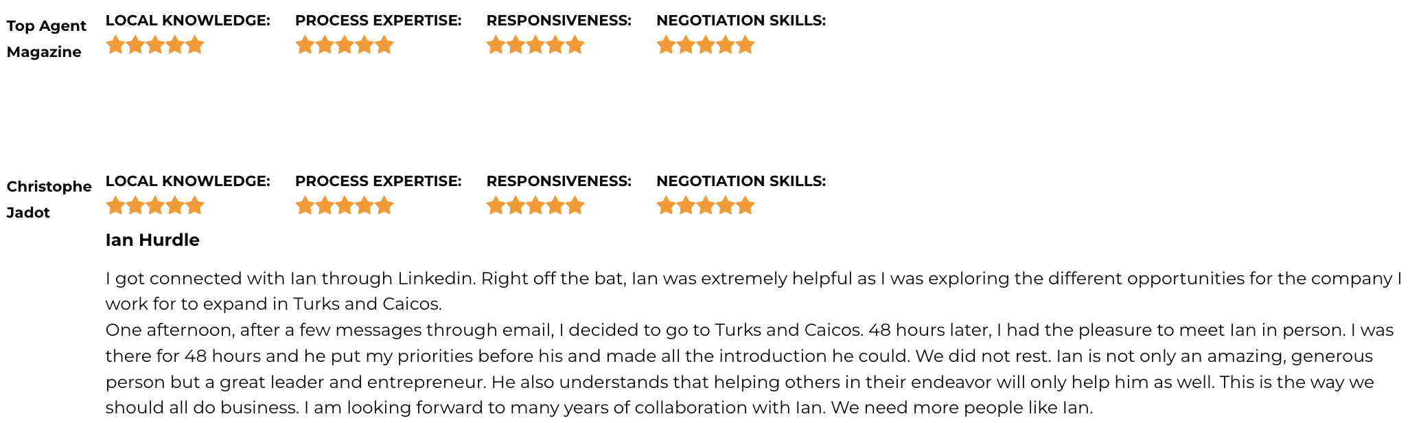 Ian Hurdle Testimonials