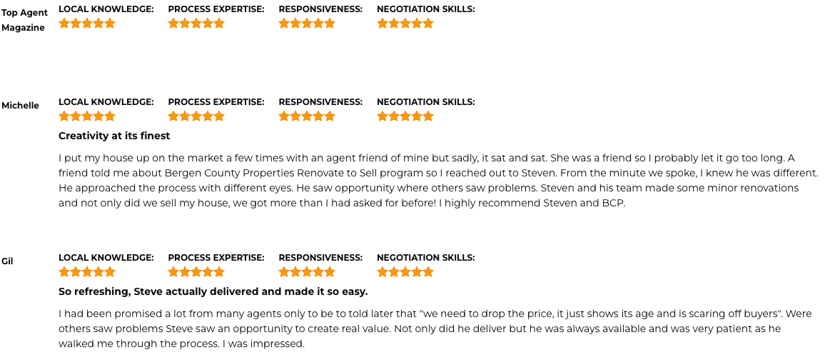 New Jersey Steven Reger Testimonials