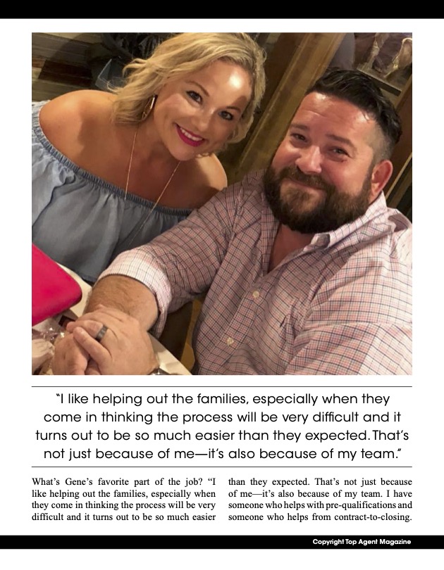 Gene Dupuis enjoying dinner with his wife, included in his Top Agent Magazine feature story.