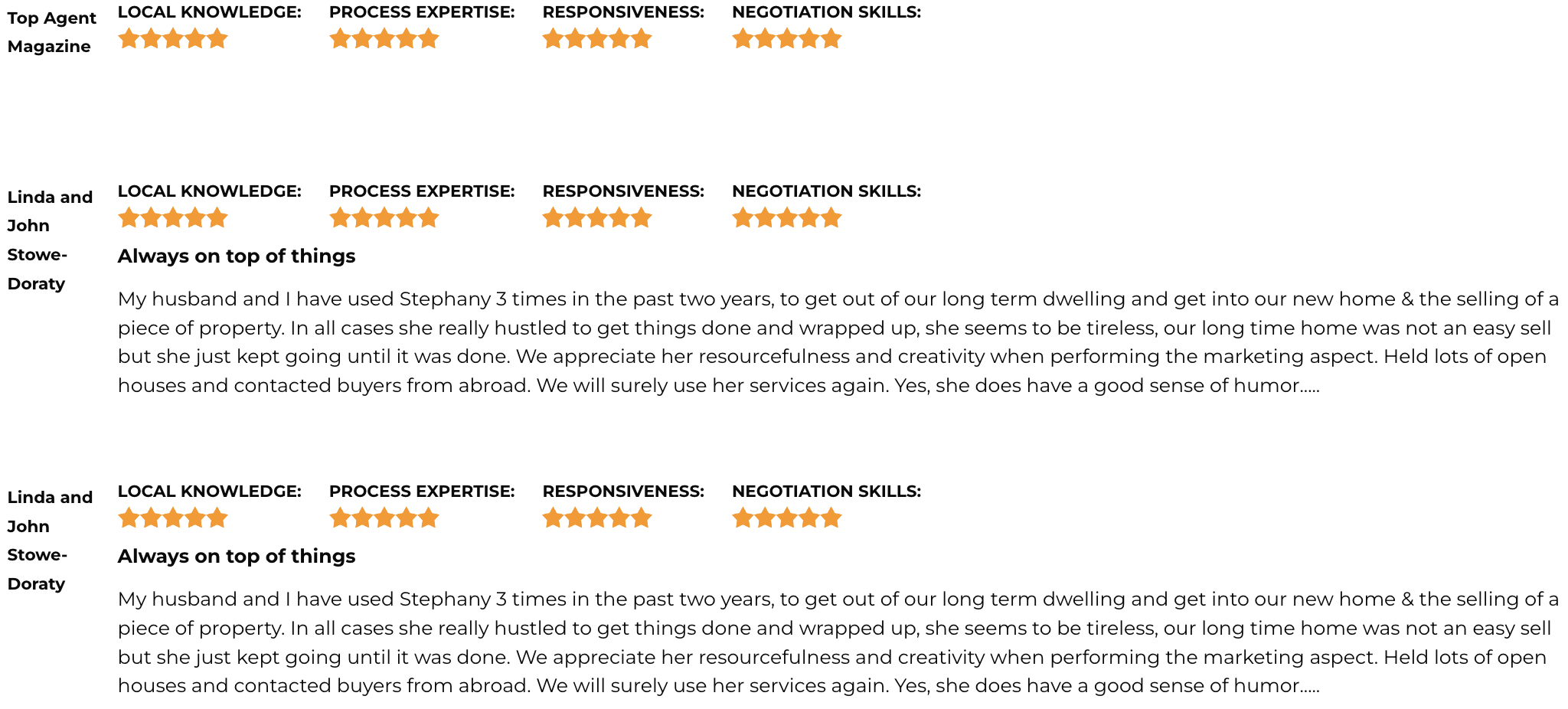 Top Real Estate Agent in Canada Stephanie Mols Testimonials