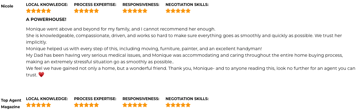 New York Monique J. Serena Testimonials