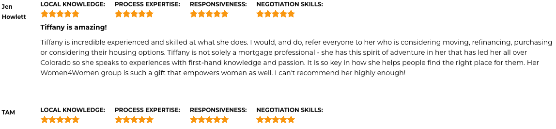 Tiffany Hughes Testimonials