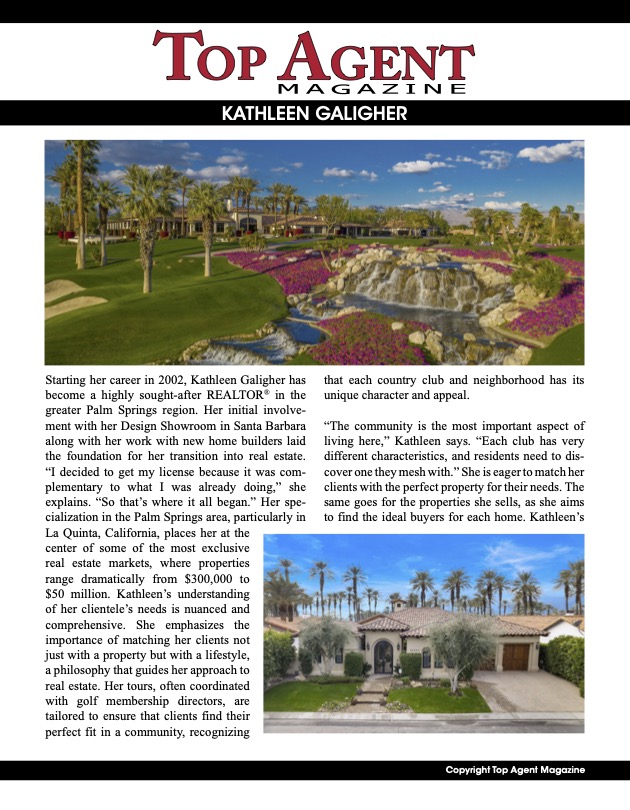 California Real Estate Agent Kathleen Galigher, California Real Estate, Santa Barbara Real Estate, Kathleen Galigher California, Palm Springs Real Estate, Kathleen Galigher Realtor