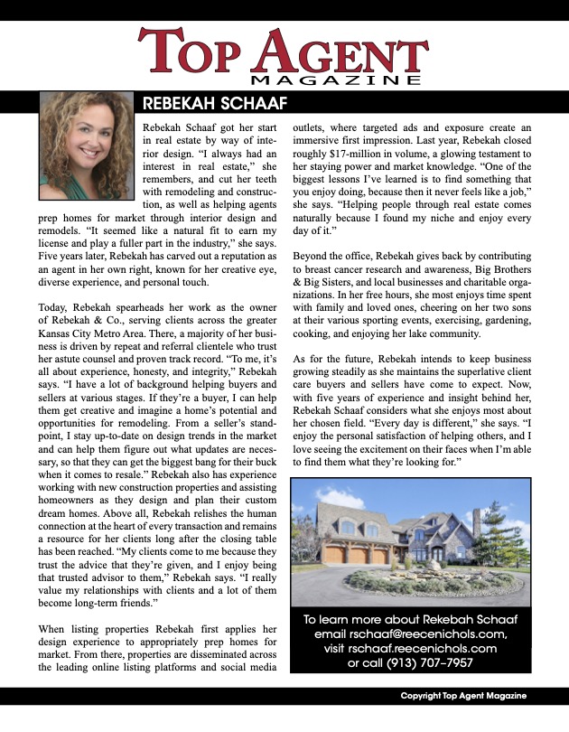 Kansas Real Estate Agent Rebekah Schaff