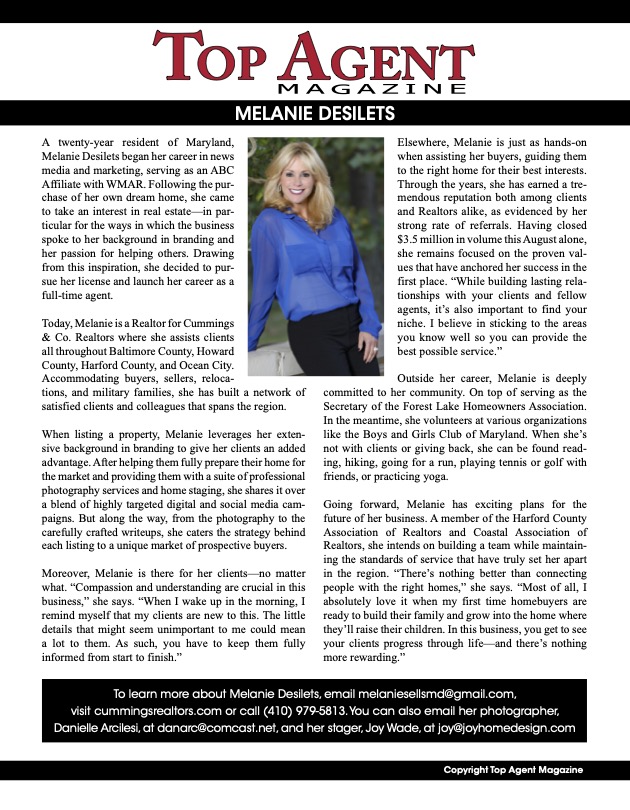 Maryland Real Estate Agent Melanie Desilets, Mary Desilets Realtor Baltimore County Homes for Sale, Howard County Realty, Ocean City Real Estate