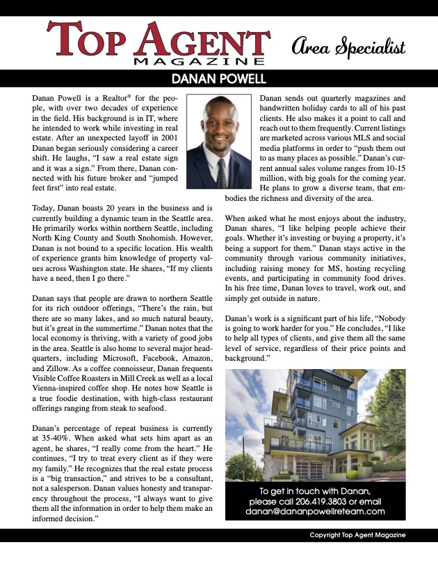 Top Real Estate Agent in Washington Danan Powell, Danan Powell, Washington Realtor, Washington Real Estate