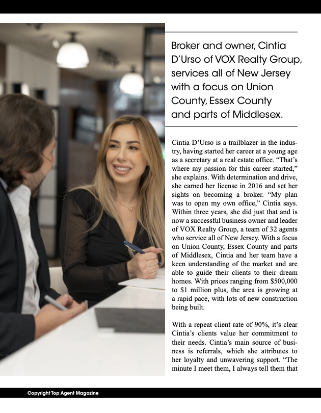 VOX Realty Group Cintia D'Urso, New Jersey Homes For Sale, Cintia D'Urso Union County