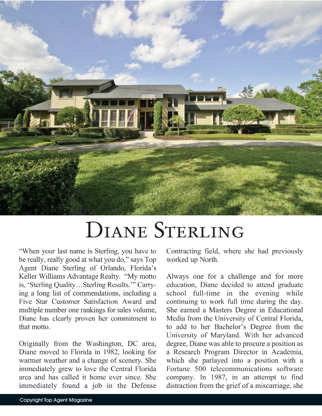 Diane Sterling Realtor - Top Agent Magazine